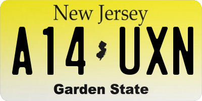 NJ license plate A14UXN