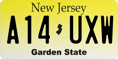NJ license plate A14UXW