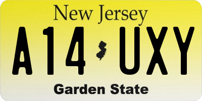 NJ license plate A14UXY