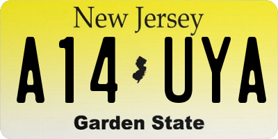 NJ license plate A14UYA