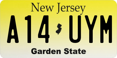 NJ license plate A14UYM