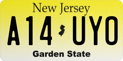 NJ license plate A14UYO