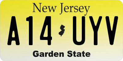 NJ license plate A14UYV