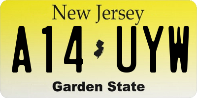 NJ license plate A14UYW