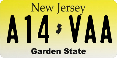 NJ license plate A14VAA