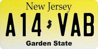 NJ license plate A14VAB
