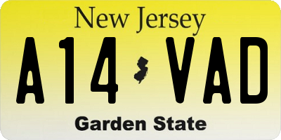 NJ license plate A14VAD