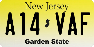 NJ license plate A14VAF