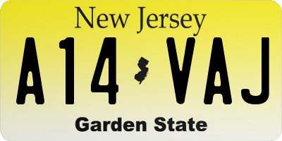 NJ license plate A14VAJ