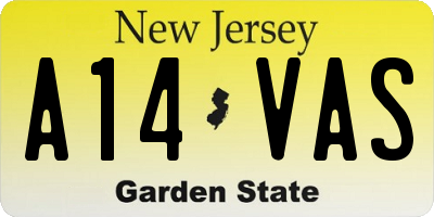 NJ license plate A14VAS