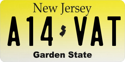NJ license plate A14VAT