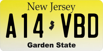 NJ license plate A14VBD