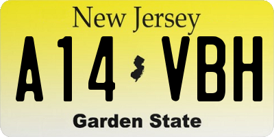 NJ license plate A14VBH