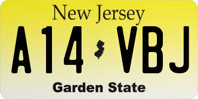 NJ license plate A14VBJ