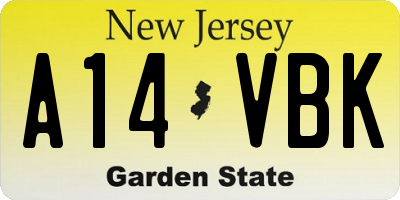 NJ license plate A14VBK