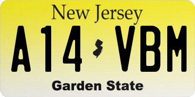 NJ license plate A14VBM