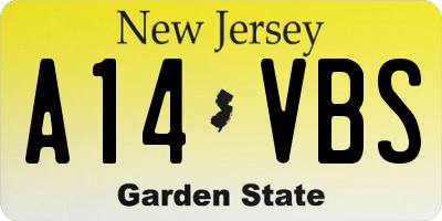 NJ license plate A14VBS