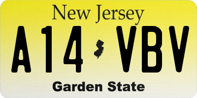 NJ license plate A14VBV