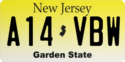 NJ license plate A14VBW