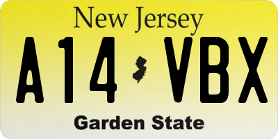 NJ license plate A14VBX