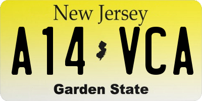 NJ license plate A14VCA