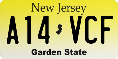 NJ license plate A14VCF