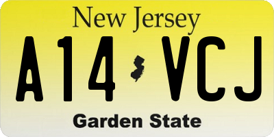 NJ license plate A14VCJ