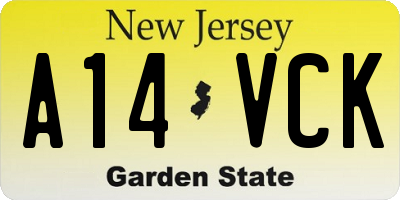NJ license plate A14VCK