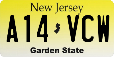 NJ license plate A14VCW