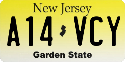 NJ license plate A14VCY