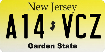 NJ license plate A14VCZ