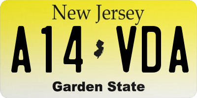 NJ license plate A14VDA
