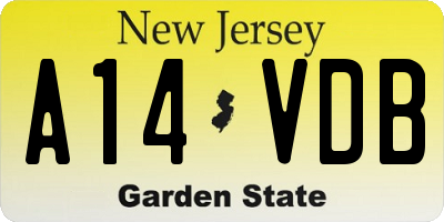 NJ license plate A14VDB