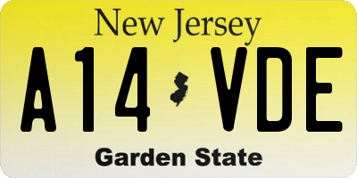 NJ license plate A14VDE