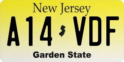 NJ license plate A14VDF