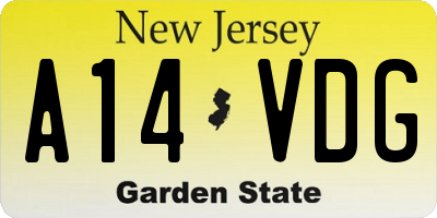 NJ license plate A14VDG