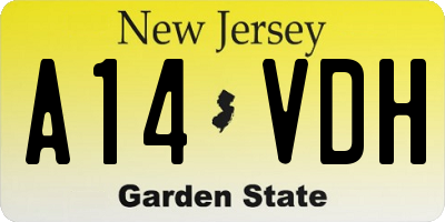 NJ license plate A14VDH