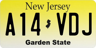 NJ license plate A14VDJ
