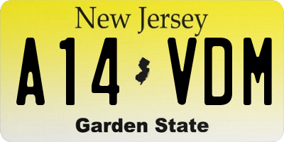 NJ license plate A14VDM