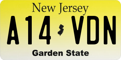NJ license plate A14VDN