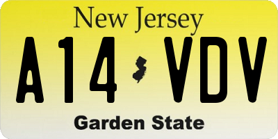 NJ license plate A14VDV