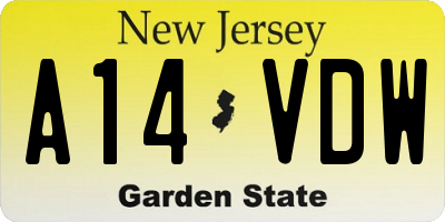NJ license plate A14VDW