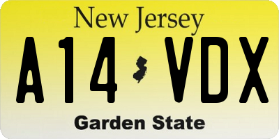 NJ license plate A14VDX