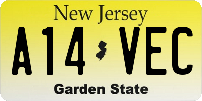 NJ license plate A14VEC