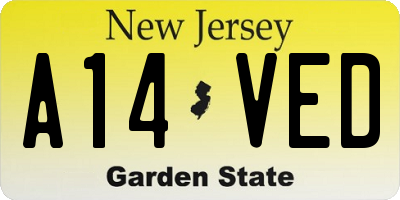 NJ license plate A14VED