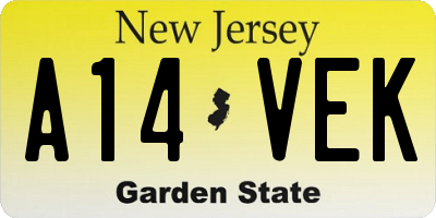 NJ license plate A14VEK
