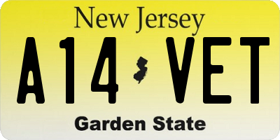 NJ license plate A14VET
