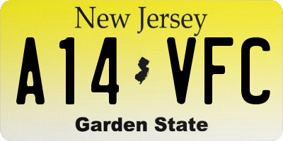 NJ license plate A14VFC