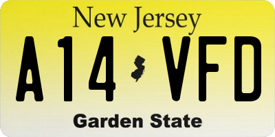 NJ license plate A14VFD