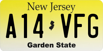 NJ license plate A14VFG